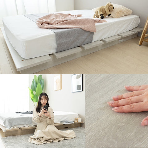 ステージベッド コンセント付き  木目調ローベッド- NERERU