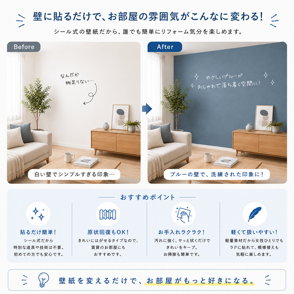 貼ってはがせるリメイク壁紙