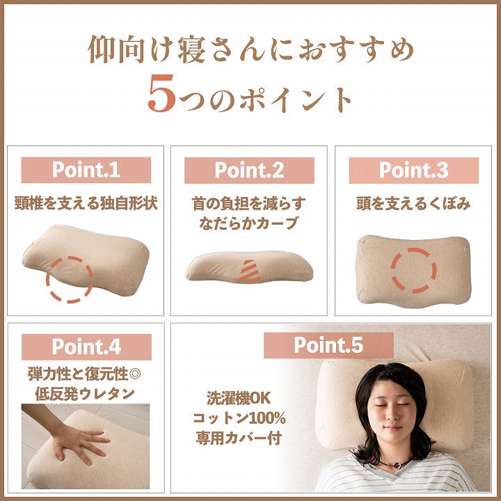 首やすらぎ枕｜整骨院監修・低反発・仰向け寝専用 カバー付き