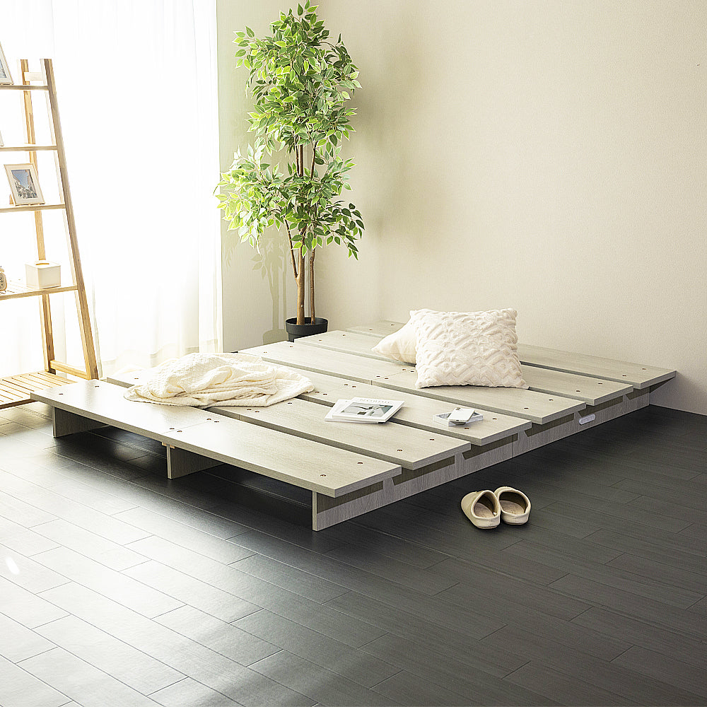 ステージベッド シングル すのこ 高耐荷重 頑丈 木目調 コンセント付き [NERERU]