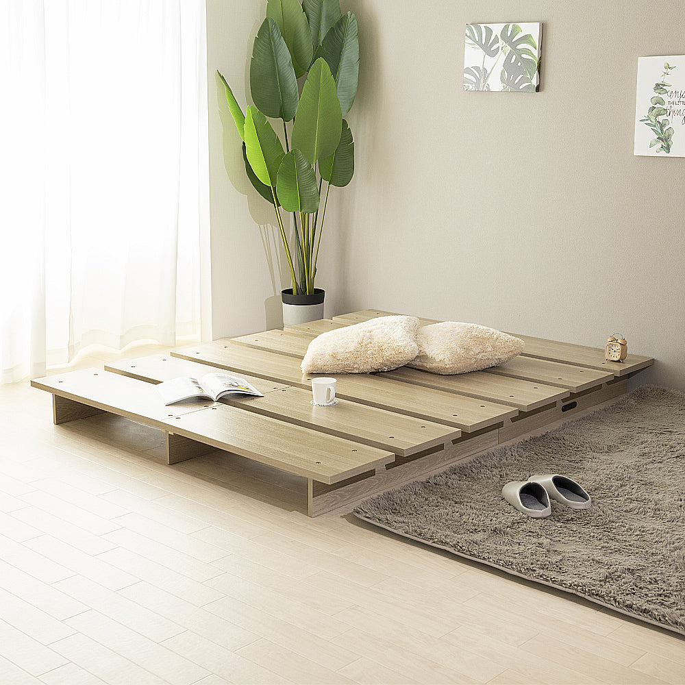 ステージベッド シングル すのこ 高耐荷重 頑丈 木目調 コンセント付き