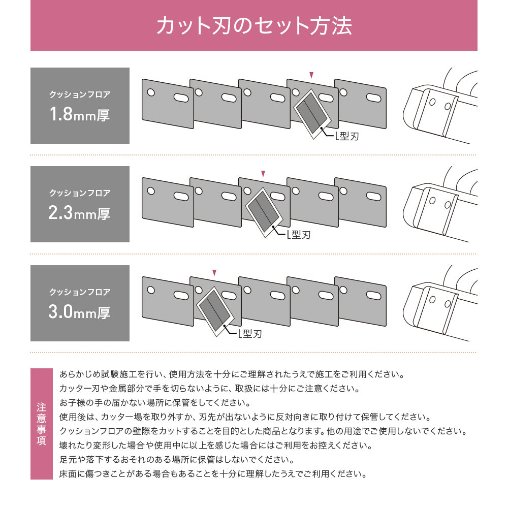 クッションフロアカッター　カット刃つけ方法