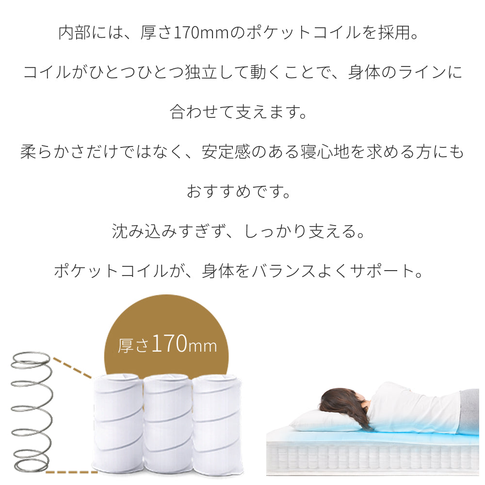 日本製ポケットコイルマットレス｜ふんわり包み込み、しっかり支える