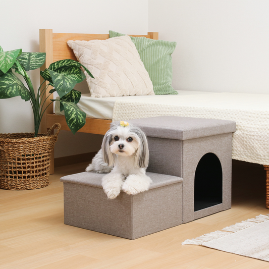 収納＆ハウス付きペットステップ 犬・猫用 踏み台 ソファ・ベッド対応