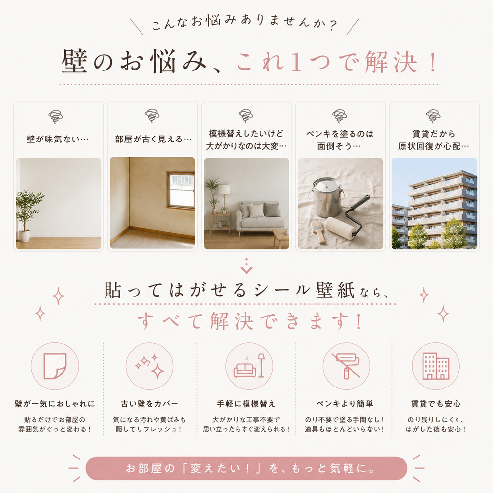 貼ってはがせるリメイク壁紙