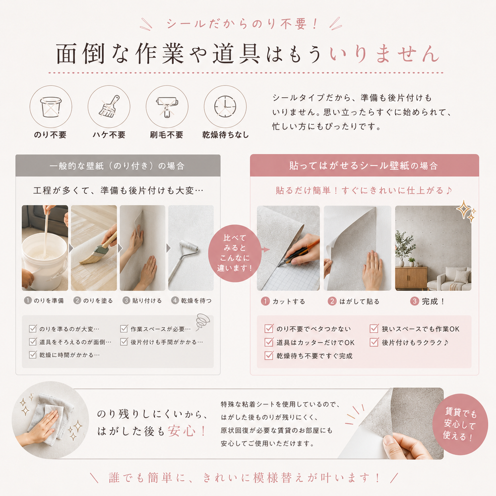 貼ってはがせるリメイク壁紙