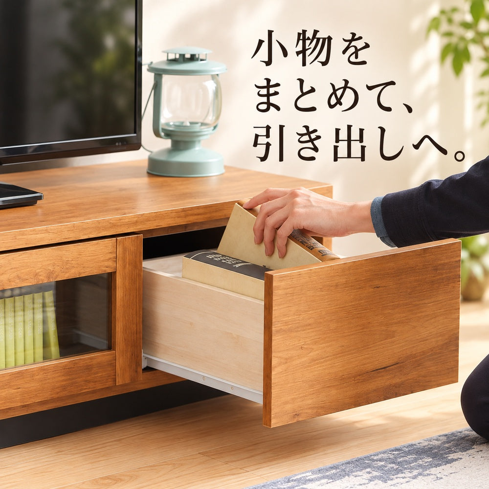 日本製 木目調ローボード 幅140cm 商品画像6